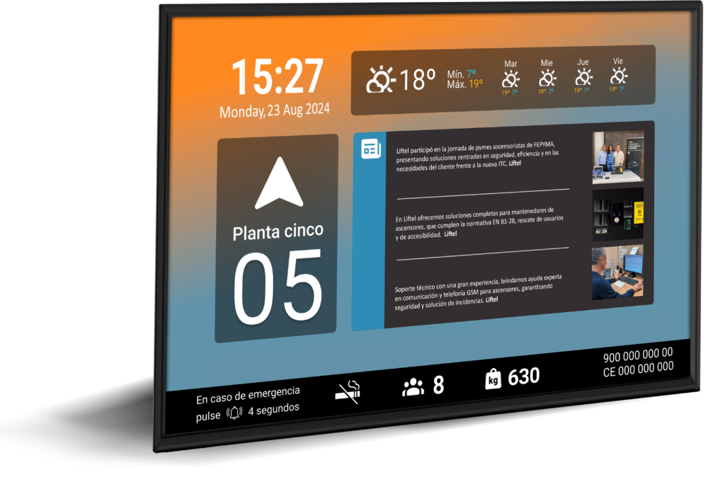 Pantalla multimedia para ascensores de Liftel - Liftplay